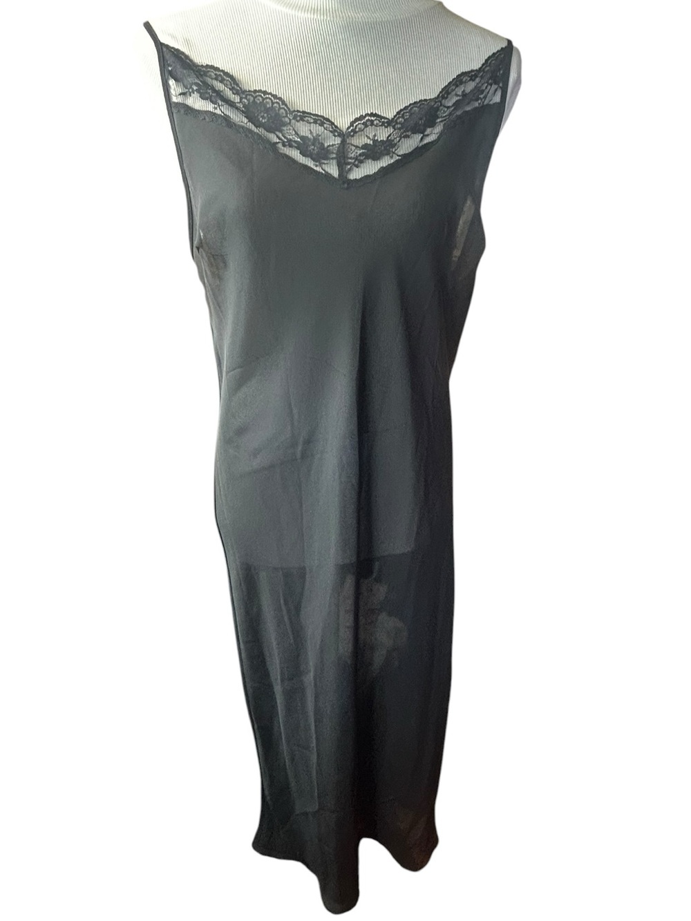 ICE Vintage shear lace slip dress midi black Size 14 Y2K